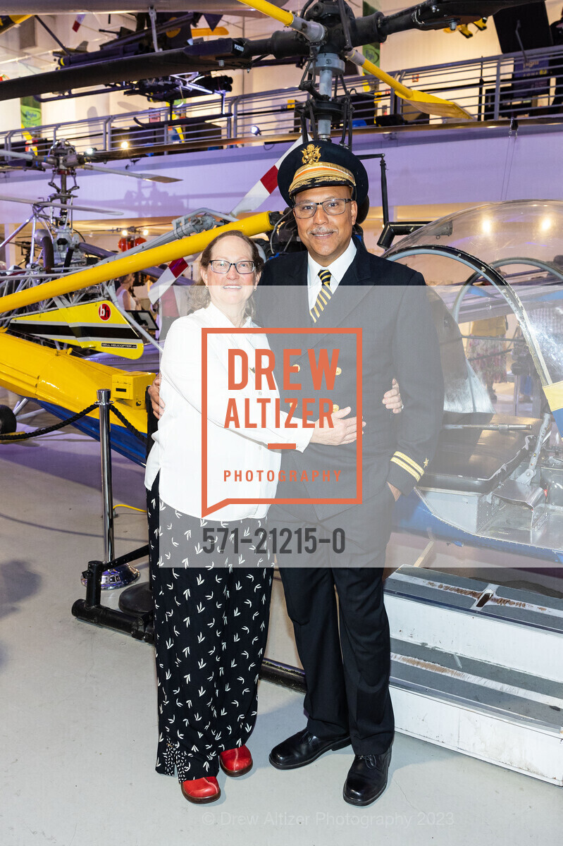 Nancy Seward, Tim Bond, TheatreWorks’ A Muse Ball, Hiller Aviation Museum @ 601 Skyway Rd, San Carlos, CA 94070 US. Hiller Aviation Museum @ 601 Skyway Rd, San Carlos, CA 94070 US, May 13th, 2023, Photo #571-21215-0 Nancy Seward, Tim Bond, Photo #571-21215-0