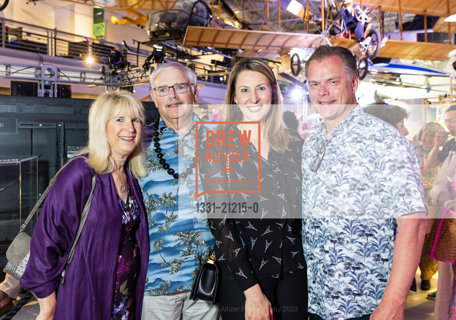 Louise Pahl, Stephen Pahl, Larissa Buick, Gene Buick, TheatreWorks’ A Muse Ball, Hiller Aviation Museum @ 601 Skyway Rd, San Carlos, CA 94070 US. Hiller Aviation Museum @ 601 Skyway Rd, San Carlos, CA 94070 US, May 13th, 2023, Photo #1331-21215-0 Louise Pahl, Stephen Pahl, Larissa Buick, Gene Buick, Photo #1331-21215-0