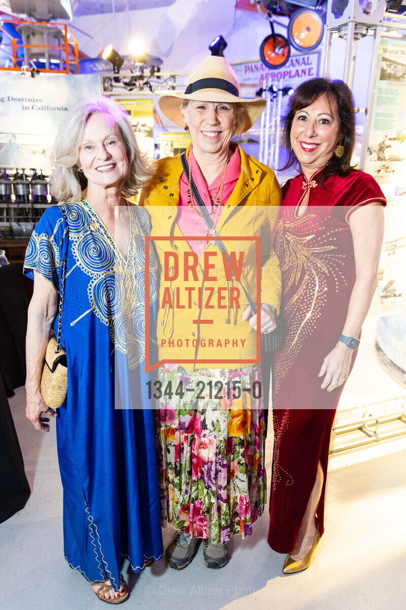 Lisa Carr, Leigh Flesher, Sonia Moroder, TheatreWorks’ A Muse Ball, Hiller Aviation Museum @ 601 Skyway Rd, San Carlos, CA 94070 US. Hiller Aviation Museum @ 601 Skyway Rd, San Carlos, CA 94070 US, May 13th, 2023, Photo #1344-21215-0 Lisa Carr, Leigh Flesher, Sonia Moroder, Photo #1344-21215-0