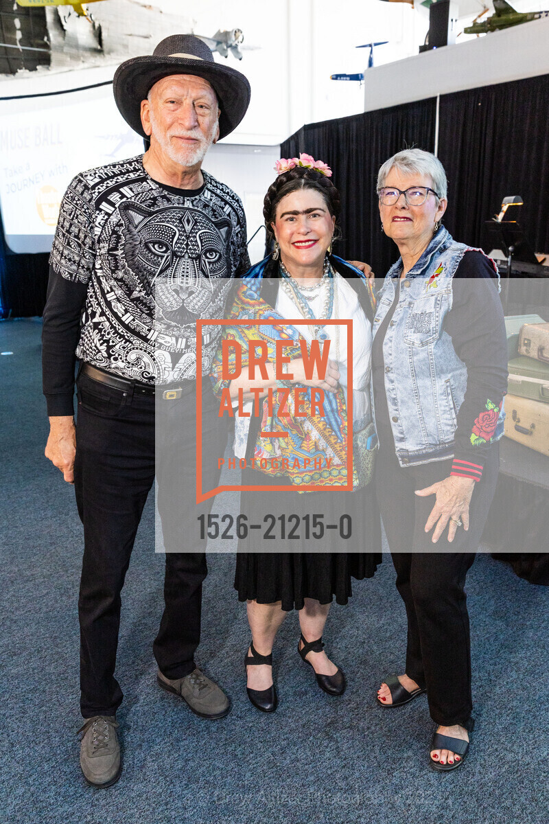 Rick Stern, Wynne Dubovoy, Nancy Ginsberg Stern, TheatreWorks’ A Muse Ball, Hiller Aviation Museum @ 601 Skyway Rd, San Carlos, CA 94070 US. Hiller Aviation Museum @ 601 Skyway Rd, San Carlos, CA 94070 US, May 13th, 2023, Photo #1526-21215-0 Rick Stern, Wynne Dubovoy, Nancy Ginsberg Stern, Photo #1526-21215-0