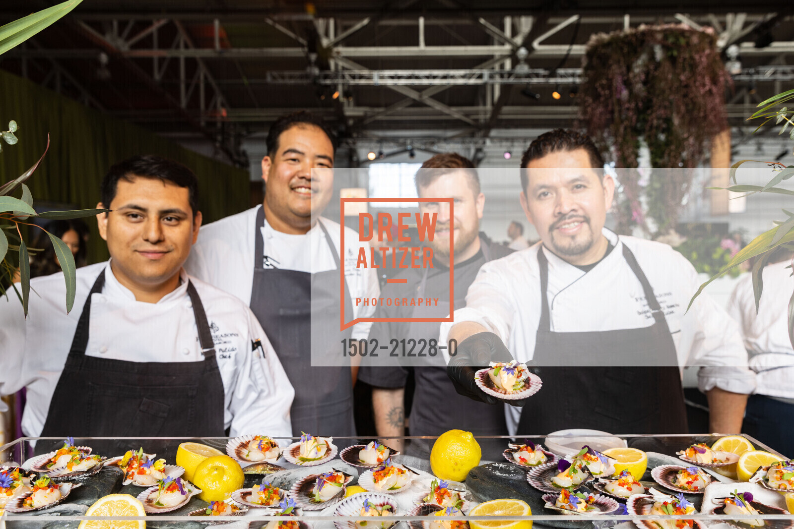 Nico Polido, Kevin Tanaka, Andrew Whiteside, Enrique Gonzalez Romero, Meals on Wheels 35th Annual Star Chefs & Vintner's Gala, Festival Pavilion @ 2 Marina Blvd, SF, CA 94123 US. Festival Pavilion @ 2 Marina Blvd, SF, CA 94123 US, May 21st, 2023, Photo #1502-21228-0 Nico Polido, Kevin Tanaka, Andrew Whiteside, Enrique Gonzalez Romero, Photo #1502-21228-0