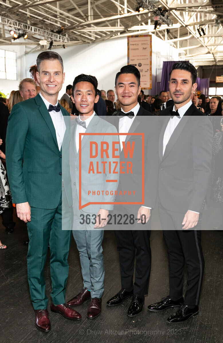 James Gonzalez, Benson Chang, David Sha, Francesco Fogu, Meals on Wheels 35th Annual Star Chefs & Vintner's Gala, Festival Pavilion @ 2 Marina Blvd, SF, CA 94123 US. Festival Pavilion @ 2 Marina Blvd, SF, CA 94123 US, May 21st, 2023, Photo #3631-21228-0 James Gonzalez, Benson Chang, David Sha, Francesco Fogu, Photo #3631-21228-0