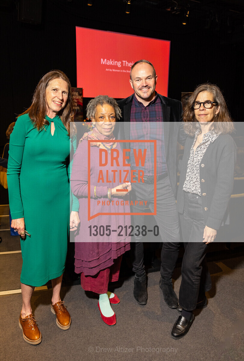 Mary Weatherford, Suzanne Jackson, Chris Bedford, Katy Siegel, San Francisco Launch of "Making Their Mark: Art by Women in the Shah Garg Collection" 2023, San Francisco Museum of Modern Art. 151 3rd Street, Photo #1305-21238-0 Mary Weatherford, Suzanne Jackson, Chris Bedford, Katy Siegel, Photo #1305-21238-0