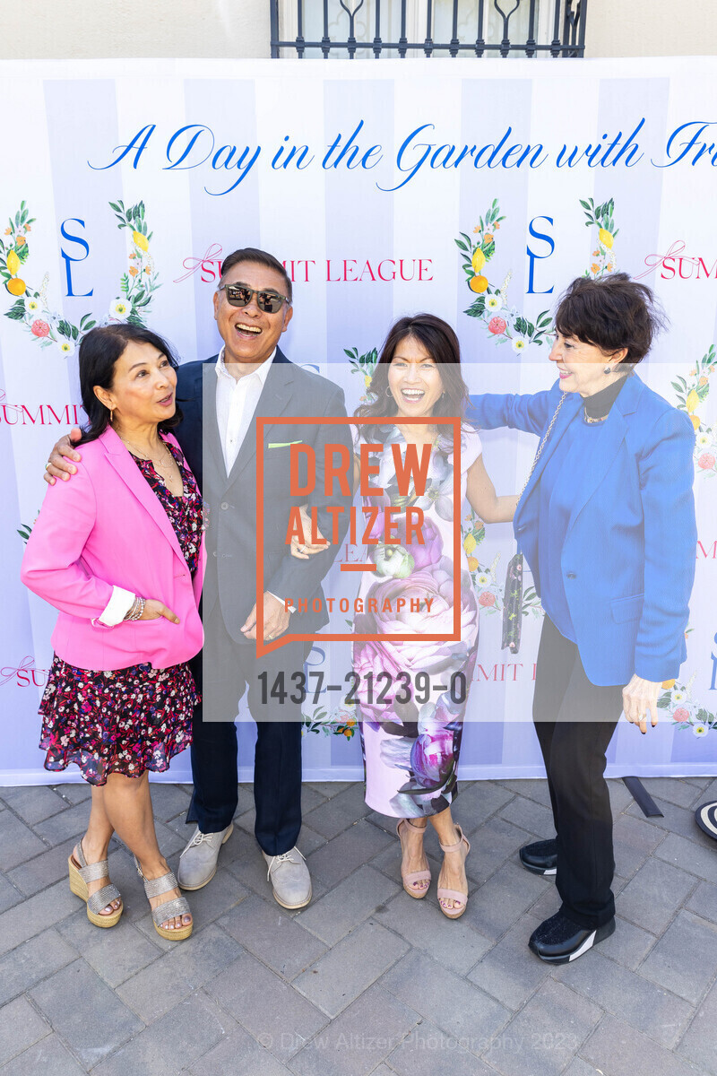 Celine Schmidek, Lance Lew, Agnes Roey, Elise Parsons, A Day in the Garden with Friends Featuring a Conversation with Maria Shriver, Montalvo Arts Center @ 15400 Montalvo Rd, Saratoga, CA 95071 US. Montalvo Arts Center @ 15400 Montalvo Rd, Saratoga, CA 95071 US, June 1st, 2023, Photo #1437-21239-0 Celine Schmidek, Lance Lew, Agnes Roey, Elise Parsons, Photo #1437-21239-0