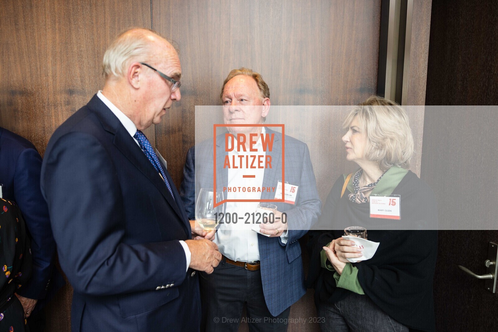 John McInerney, Ken Olsen, Mary Olsen, Order of Malta Clinic's Honorary Committee Party 2023, 1601 Larkin St, SF, CA 94109 US. 1601 Larkin St, SF, CA 94109 US, June 15th, 2023, Photo #1200-21260-0 John McInerney, Ken Olsen, Mary Olsen, Photo #1200-21260-0