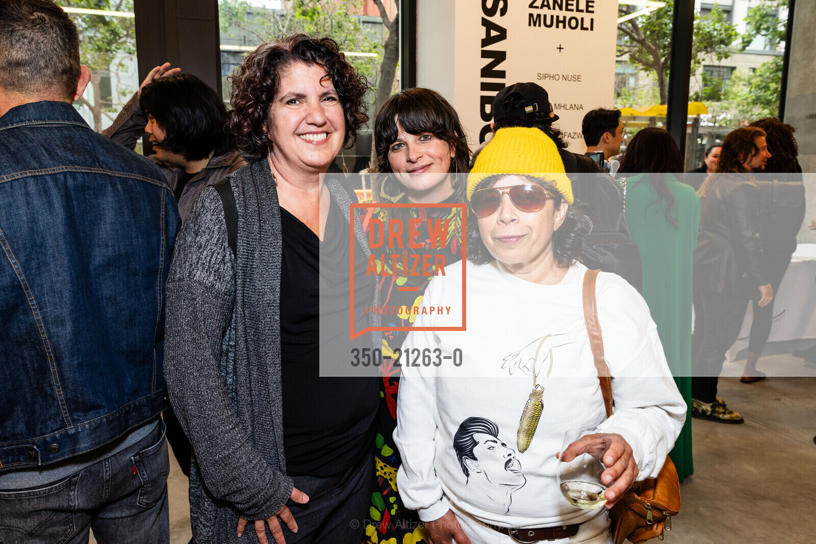 Victoria Heilweil, Kari Orvik, Alina Cruz, SANIBONANI Zanele Muholi & Students of the Muholi Art Institute Hosted by Jonathan Carver Moore Gallery, Jonathan Carver Moore @ 966 Market St, SF, CA 94102 US. Jonathan Carver Moore @ 966 Market St, SF, CA 94102 US, June 16th, 2023, Photo #350-21263-0 Victoria Heilweil, Kari Orvik, Alina Cruz, Photo #350-21263-0