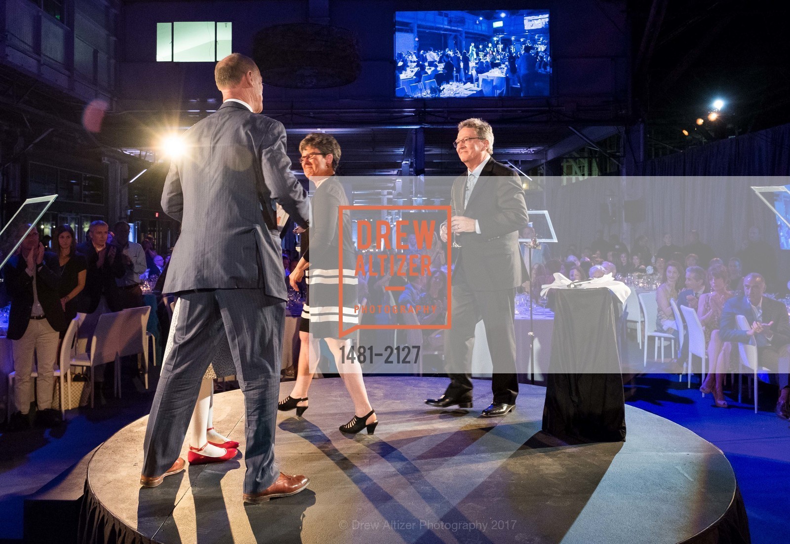 Walter Robb, Debbie Raphael, Ken Cook, EWG's 8th Annual Earth Dinner, Pier 35. 1454 The Embarcadero, May 2nd, 2017, Photo #1481-2127 Walter Robb, Debbie Raphael, Ken Cook, Photo #1481-2127