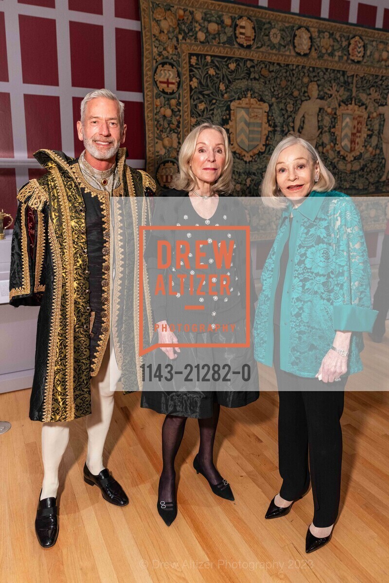 James Campbell, Sandra Swanson, Gretchen Kimball, The Tudors Donor Opening Night 2023, Legion of Honor @ 100 34th Ave, SF, CA 94121 US. Legion of Honor @ 100 34th Ave, SF, CA 94121 US, June 22nd, 2023, Photo #1143-21282-0 James Campbell, Sandra Swanson, Gretchen Kimball, Photo #1143-21282-0