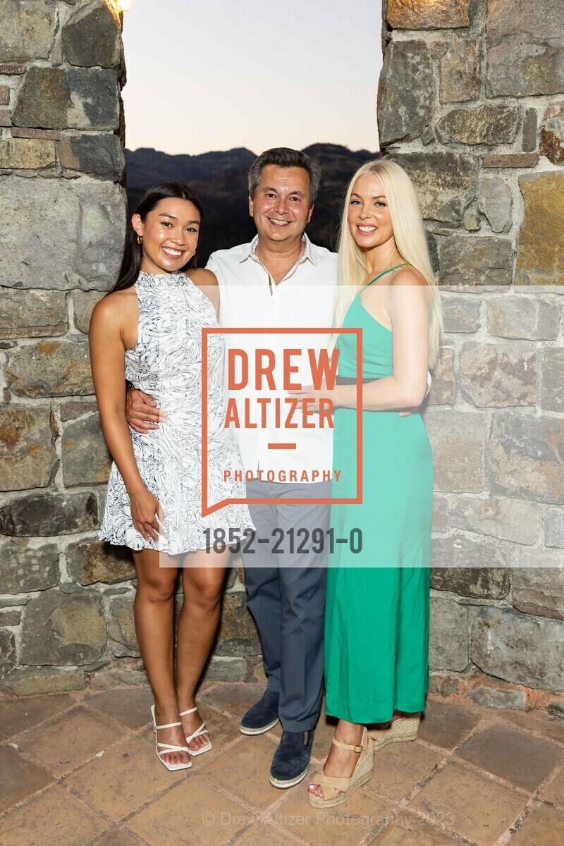 Myah Blumberg, Michael Uytengsu, Tara Uytengsu, Opening Night with Festival Orchestra Napa & Patron Dinner at Castello di Amorosa for Festival Napa Valley 2023, Charles Krug @ 2800 Main St, St Helena, CA 94574 US & Castello di Amorosa @ 4045 St Helena Hwy, Calistoga, CA 94515 US. Charles Krug @ 2800 Main St, St Helena, CA 94574 US & Castello di Amorosa @ 4045 St Helena Hwy, Calistoga, CA 94515 US, July 14th, 2023, Photo #1852-21291-0 Myah Blumberg, Michael Uytengsu, Tara Uytengsu, Photo #1852-21291-0