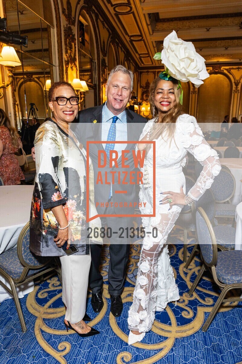 Evelyn Sanders-Hay, Ernst Bauer, Ayanna Jenkins-Toney, Salvation Army Flower Power Luncheon, Fairmont San Francisco @ 950 Mason St, SF, CA 94108 US. Fairmont San Francisco @ 950 Mason St, SF, CA 94108 US, August 4th, 2023, Photo #2680-21315-0 Evelyn Sanders-Hay, Ernst Bauer, Ayanna Jenkins-Toney, Photo #2680-21315-0