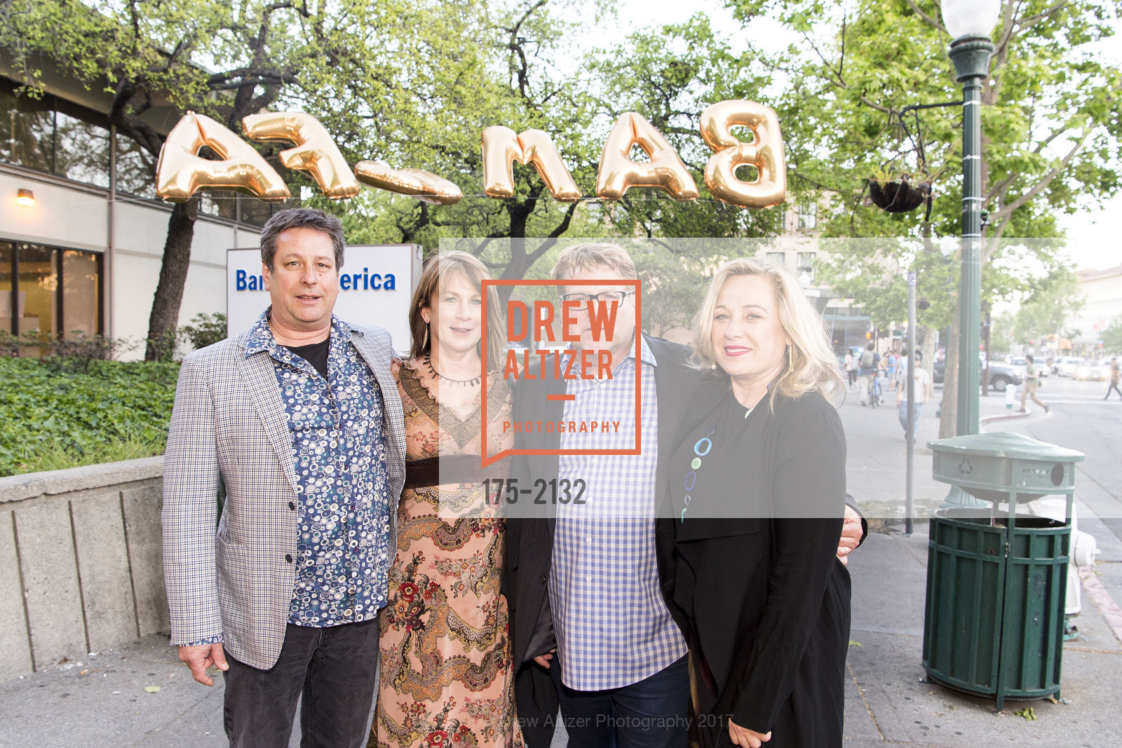 David Walker, Sandra Enterline, Joe Scanga, Louise Gregory, BAMPFA Share the Love Gala 2017, BAMPFA. 2155 Center St, May 2nd, 2017, Photo #175-2132 David Walker, Sandra Enterline, Joe Scanga, Louise Gregory, Photo #175-2132