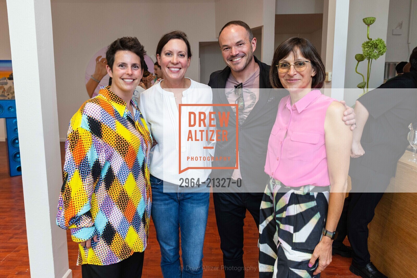 Jessica Silverman, Jennifer Bedford, Chris Bedford, Sarah Thornton, Jessica Silverman Gallery's 15th Anniversary, Jessica Silverman @ 615 Grant Ave, SF, CA 94108 US. Jessica Silverman @ 615 Grant Ave, SF, CA 94108 US, August 18th, 2023, Photo #2964-21327-0 Jessica Silverman, Jennifer Bedford, Chris Bedford, Sarah Thornton, Photo #2964-21327-0
