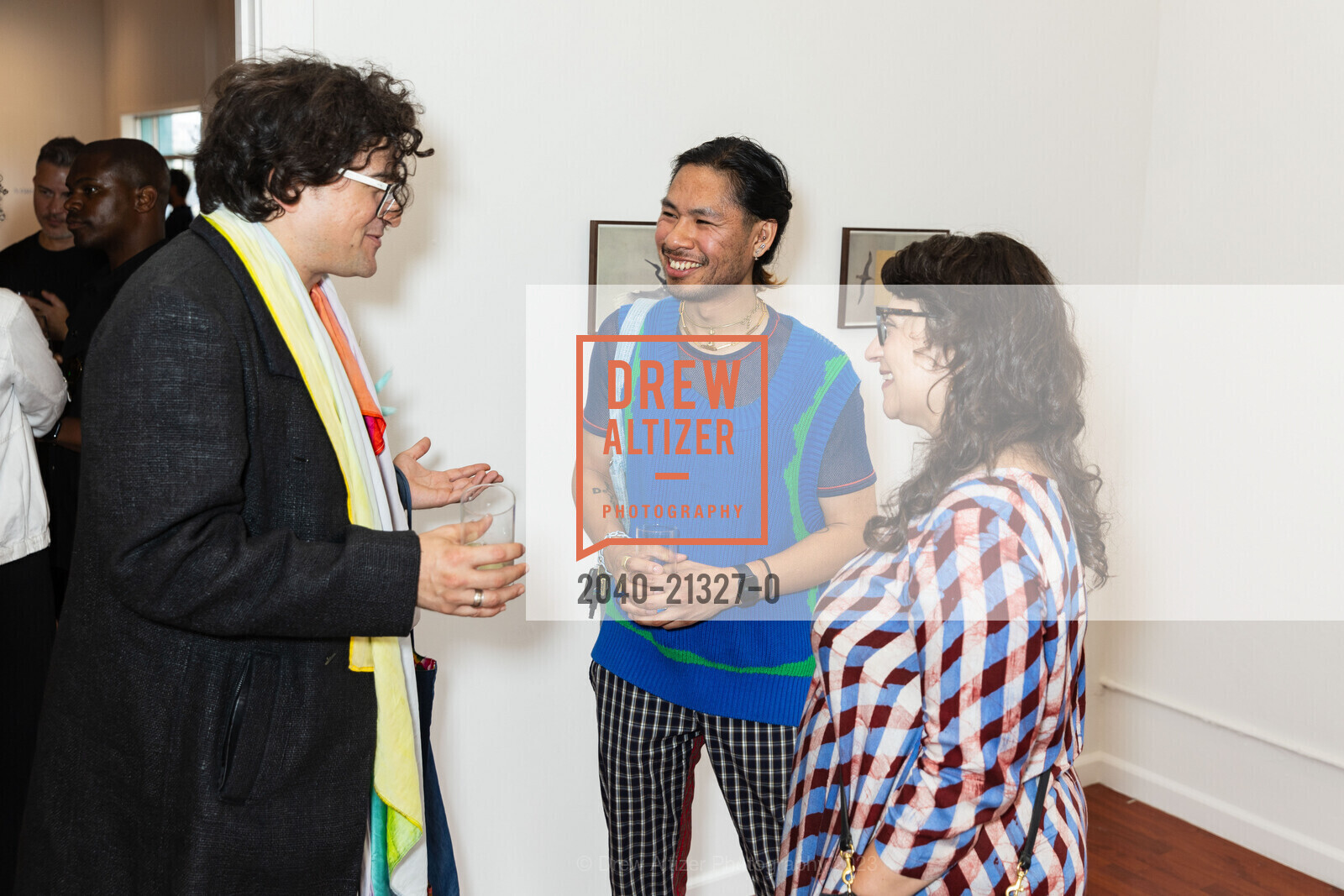 Andrew Berardini, Matthew Miranda, Margot Norton, Jessica Silverman Gallery's 15th Anniversary, Jessica Silverman @ 615 Grant Ave, SF, CA 94108 US. Jessica Silverman @ 615 Grant Ave, SF, CA 94108 US, August 18th, 2023, Photo #2040-21327-0 Andrew Berardini, Matthew Miranda, Margot Norton, Photo #2040-21327-0
