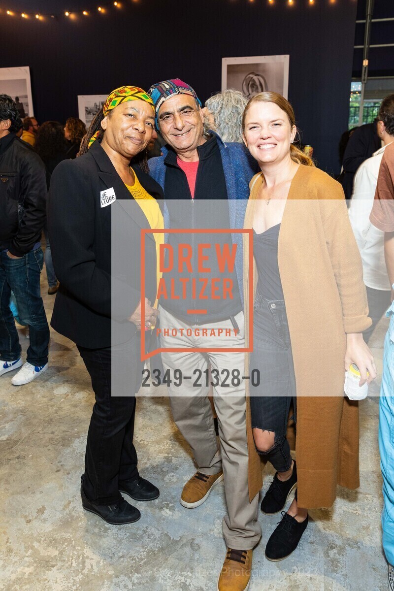 Jeanette Wright, Tariq Alazraie, Sarah Gavagan, BEHIND THE CURTAIN an Interactive Photo Installation presented by Ando Caulfield and Value Culture, ICA SF. 901 Minnesota St, San Francisco, CA 94107, August 20th, 2023, Photo #2349-21328-0 Jeanette Wright, Tariq Alazraie, Sarah Gavagan, Photo #2349-21328-0