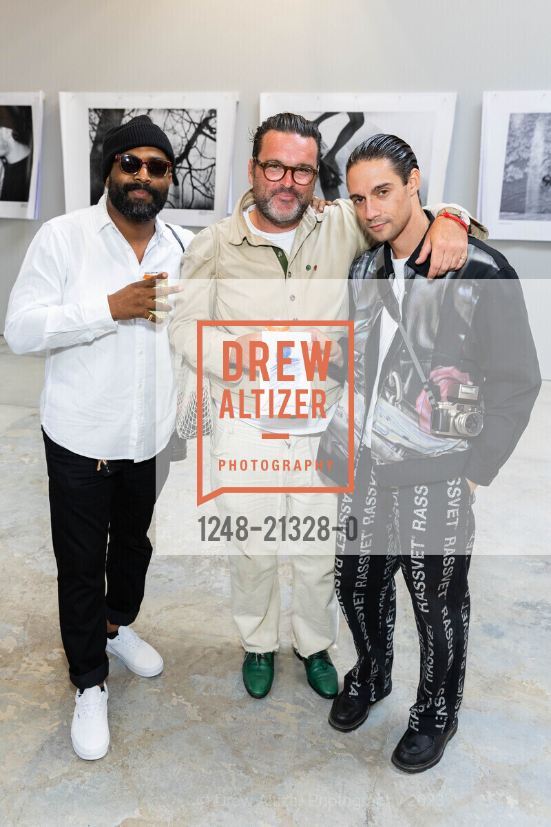 Marcell Turner, Ando Caulfield, Cris Bravo, BEHIND THE CURTAIN an Interactive Photo Installation presented by Ando Caulfield and Value Culture, ICA SF. 901 Minnesota St, San Francisco, CA 94107, August 20th, 2023, Photo #1248-21328-0 Marcell Turner, Ando Caulfield, Cris Bravo, Photo #1248-21328-0