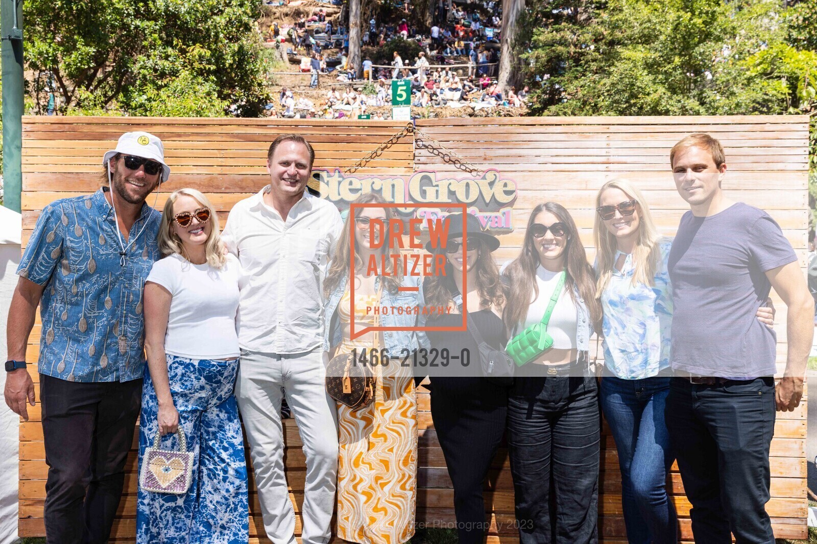 Zac Monsees, Sarah Mitchell, Nick Mitchell, Alexis Monsees, Lauren Stern, Natalie Mulay, Allie Havling, Jordan Smoke, Stern Grove Festival's Big Picnic 2023, Sigmund Stern Recreation Grove @ Stern Grove Festival, SF, CA 94132 US. Sigmund Stern Recreation Grove @ Stern Grove Festival, SF, CA 94132 US, August 20th, 2023, Photo #1466-21329-0 Zac Monsees, Sarah Mitchell, Nick Mitchell, Alexis Monsees, Lauren Stern, Natalie Mulay, Allie Havling, Jordan Smoke, Photo #1466-21329-0