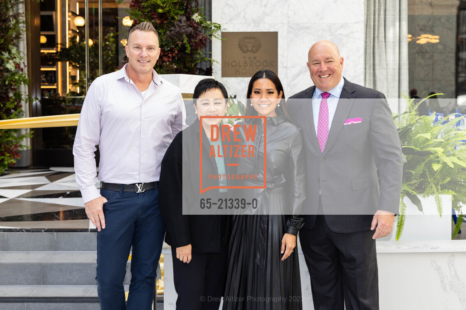 Nick Cattaneo, Vicki Tom, Lillian Phan, Phil Spiegel, Holbrook House Grand Opening + Ribbon Cutting, The Conservatory at One Sansome @ One Sansome St, SF, CA 94104 US. The Conservatory at One Sansome @ One Sansome St, SF, CA 94104 US, September 6th, 2023, Photo #65-21339-0 Nick Cattaneo, Vicki Tom, Lillian Phan, Phil Spiegel, Photo #65-21339-0