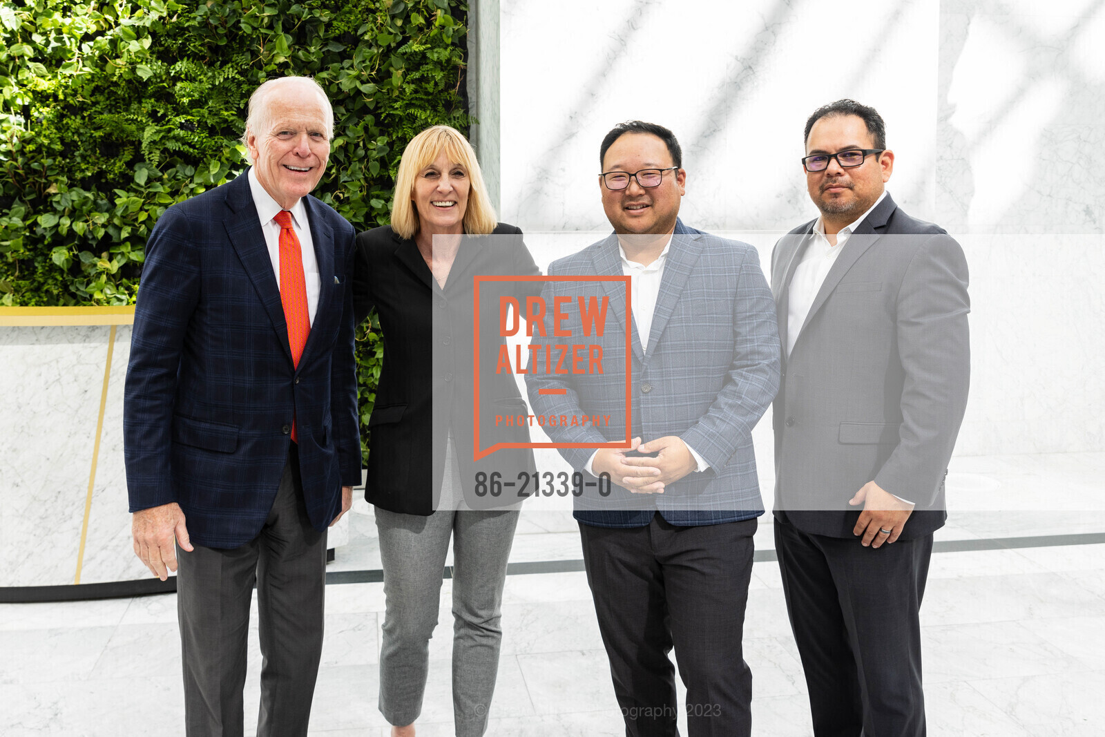 Michael Barker, Kelly Lenz, Chris Korematsu, Christian Perez, Holbrook House Grand Opening + Ribbon Cutting, The Conservatory at One Sansome @ One Sansome St, SF, CA 94104 US. The Conservatory at One Sansome @ One Sansome St, SF, CA 94104 US, September 6th, 2023, Photo #86-21339-0 Michael Barker, Kelly Lenz, Chris Korematsu, Christian Perez, Photo #86-21339-0