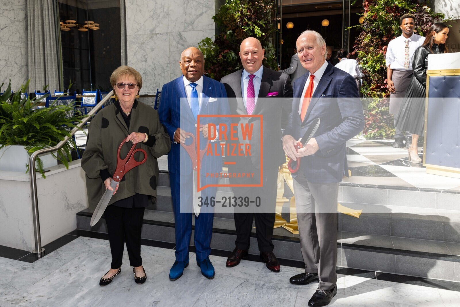 Zodine Spiegel, Willie Brown, Phil Spiegel, Michael Barker, Holbrook House Grand Opening + Ribbon Cutting, The Conservatory at One Sansome @ One Sansome St, SF, CA 94104 US. The Conservatory at One Sansome @ One Sansome St, SF, CA 94104 US, September 6th, 2023, Photo #346-21339-0 Zodine Spiegel, Willie Brown, Phil Spiegel, Michael Barker, Photo #346-21339-0