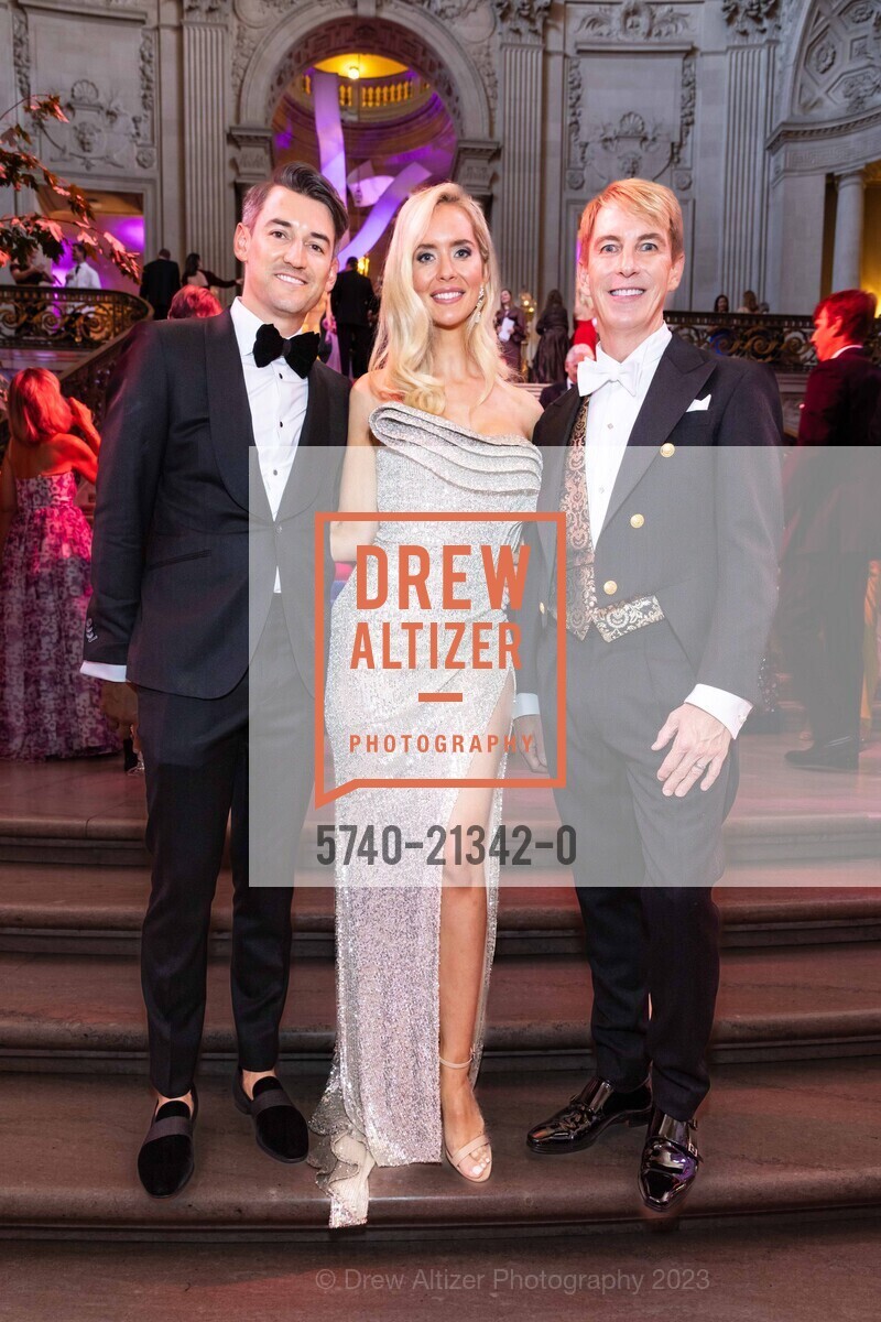 Blake McCall, Brittany Bruhl, Jack Calhoun, San Francisco Opera Ball 2023, San Francisco War Memorial & Performing Arts Center @ 401 Van Ness Ave, SF, CA 94102 US. San Francisco War Memorial & Performing Arts Center @ 401 Van Ness Ave, SF, CA 94102 US, September 8th, 2023, Photo #5740-21342-0 Blake McCall, Brittany Bruhl, Jack Calhoun, Photo #5740-21342-0