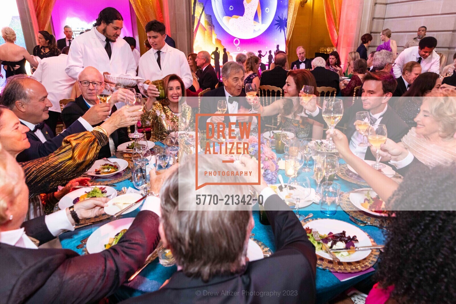 Oran Muduroglu, Tom Horn, Nancy Pelosi, Paul Pelosi, Maryam Muduroglu, Nazan Orr, San Francisco Opera Ball 2023, San Francisco War Memorial & Performing Arts Center @ 401 Van Ness Ave, SF, CA 94102 US. San Francisco War Memorial & Performing Arts Center @ 401 Van Ness Ave, SF, CA 94102 US, September 8th, 2023, Photo #5770-21342-0 Oran Muduroglu, Tom Horn, Nancy Pelosi, Paul Pelosi, Maryam Muduroglu, Nazan Orr, Photo #5770-21342-0