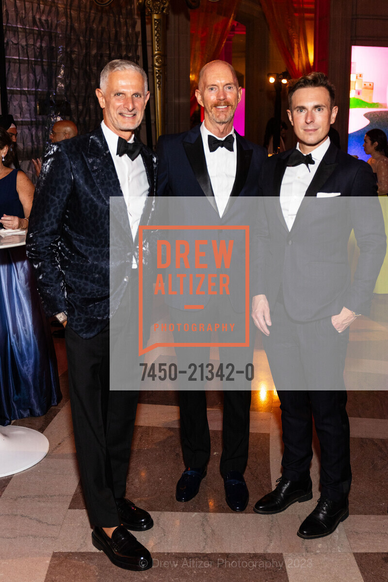 Nick Augustinos, Curt Kirschner, Sean Sullivan, San Francisco Opera Ball 2023, San Francisco War Memorial & Performing Arts Center @ 401 Van Ness Ave, SF, CA 94102 US. San Francisco War Memorial & Performing Arts Center @ 401 Van Ness Ave, SF, CA 94102 US, September 8th, 2023, Photo #7450-21342-0 Nick Augustinos, Curt Kirschner, Sean Sullivan, Photo #7450-21342-0