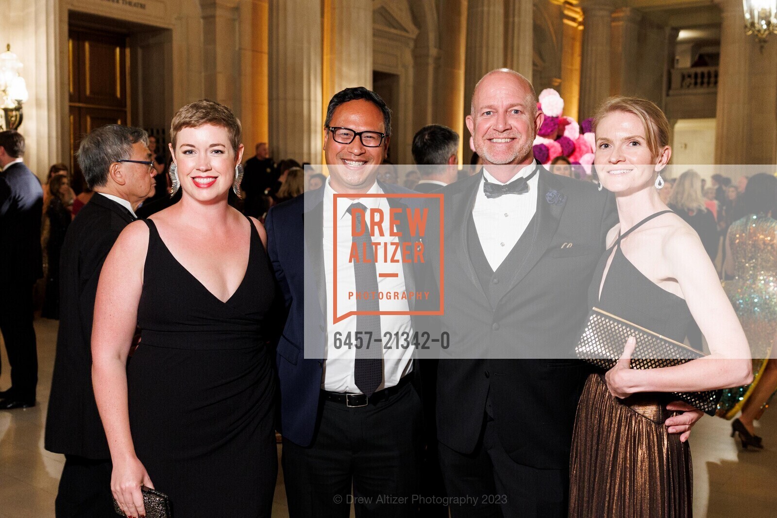 Sarah Lee, Hadley Wilson, Chris Huber, Greer Goings, San Francisco Opera Ball 2023, San Francisco War Memorial & Performing Arts Center @ 401 Van Ness Ave, SF, CA 94102 US. San Francisco War Memorial & Performing Arts Center @ 401 Van Ness Ave, SF, CA 94102 US, September 8th, 2023, Photo #6457-21342-0 Sarah Lee, Hadley Wilson, Chris Huber, Greer Goings, Photo #6457-21342-0