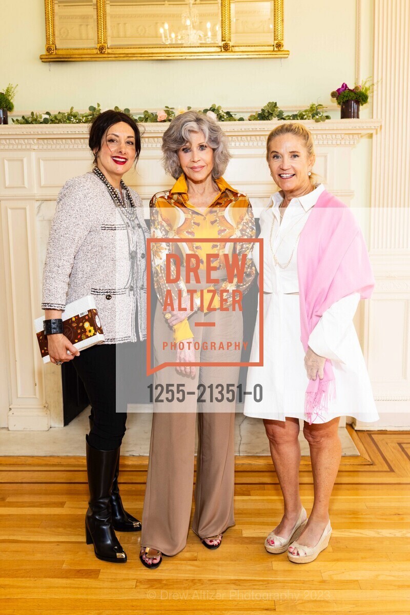 Raya Elias-Petros, Jane Fonda, Mary Stevens, Mills-Peninsula Hospital Foundation’s 20th Annual Women’s Luncheon & Lecture, Kohl Mansion @ 2750 Adeline Dr, Burlingame, CA 94010 US. Kohl Mansion @ 2750 Adeline Dr, Burlingame, CA 94010 US, September 14th, 2023, Photo #1255-21351-0 Raya Elias-Petros, Jane Fonda, Mary Stevens, Photo #1255-21351-0