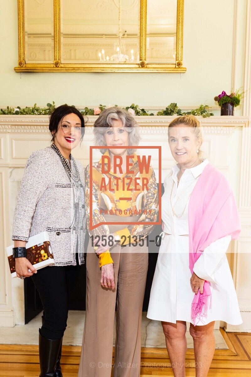 Raya Elias-Petros, Jane Fonda, Mary Stevens, Mills-Peninsula Hospital Foundation’s 20th Annual Women’s Luncheon & Lecture, Kohl Mansion @ 2750 Adeline Dr, Burlingame, CA 94010 US. Kohl Mansion @ 2750 Adeline Dr, Burlingame, CA 94010 US, September 14th, 2023, Photo #1258-21351-0 Raya Elias-Petros, Jane Fonda, Mary Stevens, Photo #1258-21351-0