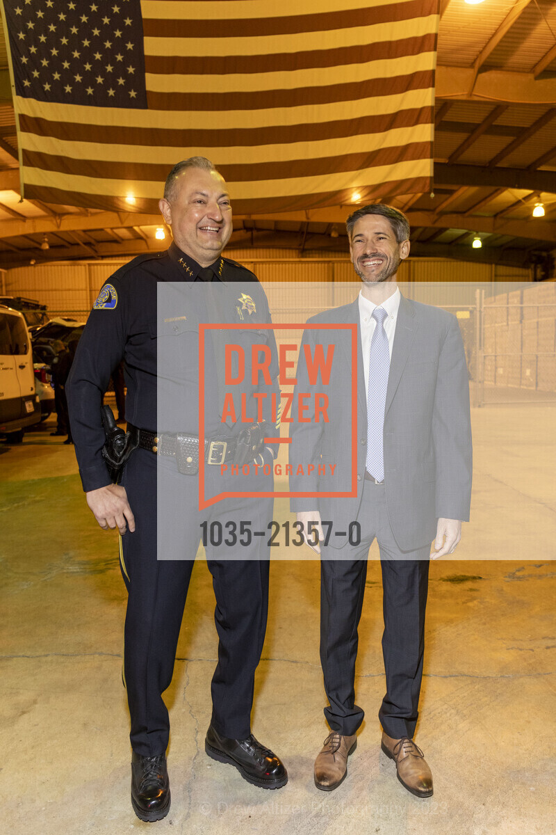 Chief of Police Anthony Mata, San Jose Mayor Matt Mahan, Arrival of Prime Minister Benjamin Netanyahu at San Jose Mineta International Airport, San Jose Mineta Interntational Airport. 1455(B) Airport Blvd, San Jose CA 95110, September 18th, 2023, Photo #1035-21357-0 Chief of Police Anthony Mata, San Jose Mayor Matt Mahan, Photo #1035-21357-0