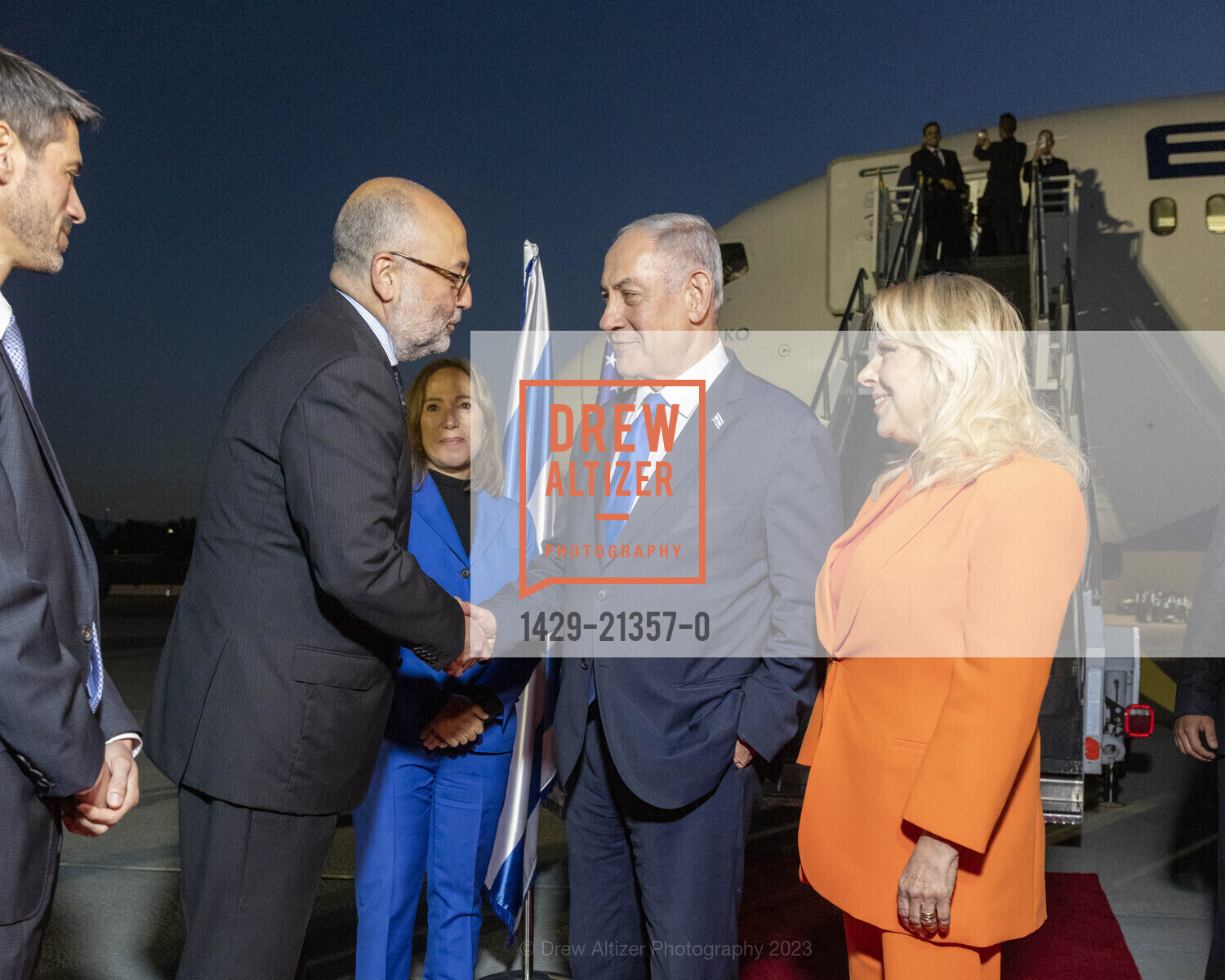 Group of guests at Arrival of Prime Minister Benjamin Netanyahu at San