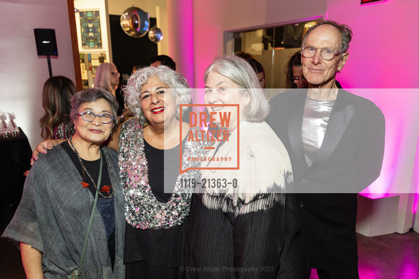 Wendy Maruyama, JoAnn Edwards, Carol Sauvion, Ken Edwards, Museum of Craft and Design's 2023 Mirror Ball Benefit and Auction, Museum of Craft and Design @ 2569 3rd St, SAN FRANCISCO, CA 94107 US. Museum of Craft and Design @ 2569 3rd St, SAN FRANCISCO, CA 94107 US, September 21st, 2023, Photo #1119-21363-0 Wendy Maruyama, JoAnn Edwards, Carol Sauvion, Ken Edwards, Photo #1119-21363-0