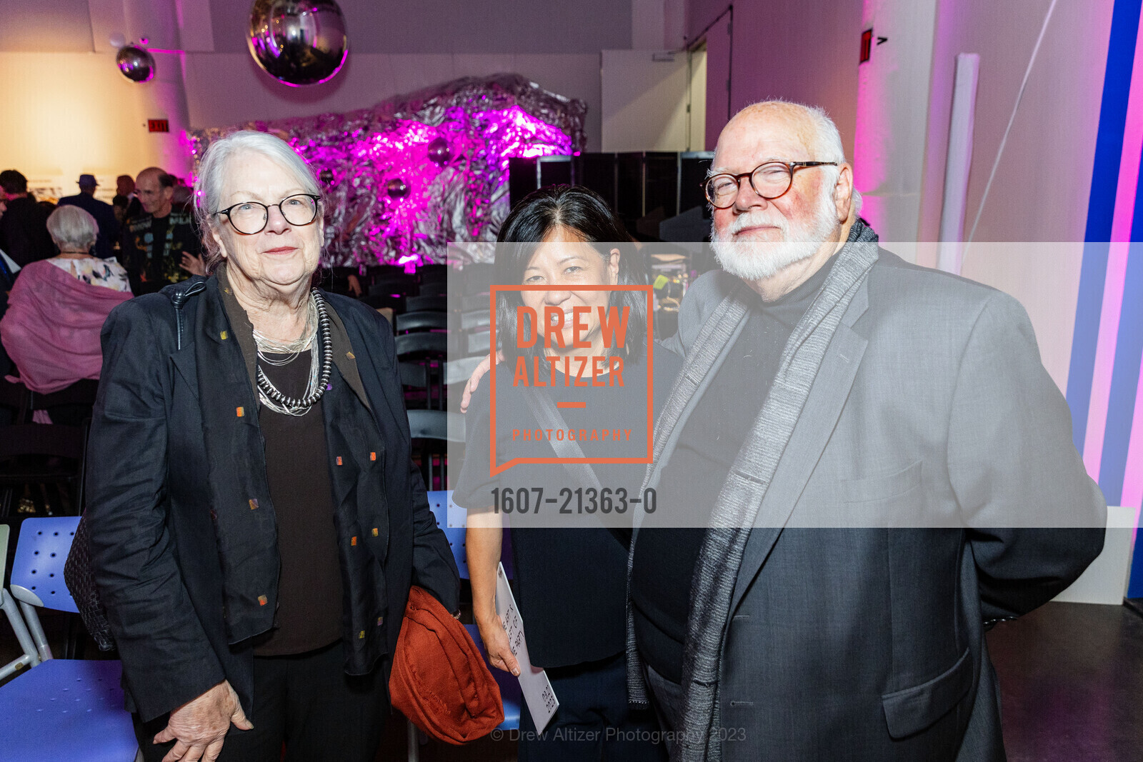 Linda Hinrichs, Joy Ou, Kit Hinrichs, Museum of Craft and Design's 2023 Mirror Ball Benefit and Auction, Museum of Craft and Design @ 2569 3rd St, SAN FRANCISCO, CA 94107 US. Museum of Craft and Design @ 2569 3rd St, SAN FRANCISCO, CA 94107 US, September 21st, 2023, Photo #1607-21363-0 Linda Hinrichs, Joy Ou, Kit Hinrichs, Photo #1607-21363-0