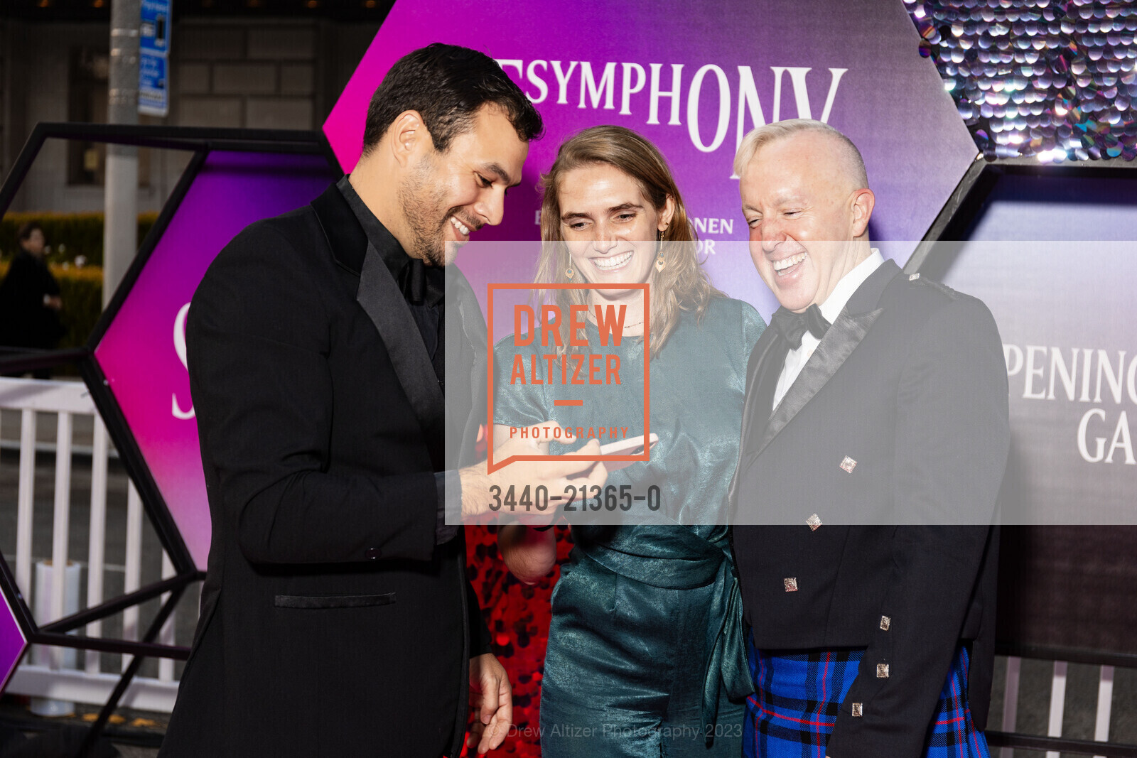 Jericho Lindsey, Ellen McKinstry, Chip Heath, San Francisco Symphony Opening Night Gala, Louise M. Davies Symphony Hall. 201 Van Ness Ave, SF, CA 94102 US, September 22nd, 2023, Photo #3440-21365-0 Jericho Lindsey, Ellen McKinstry, Chip Heath, Photo #3440-21365-0