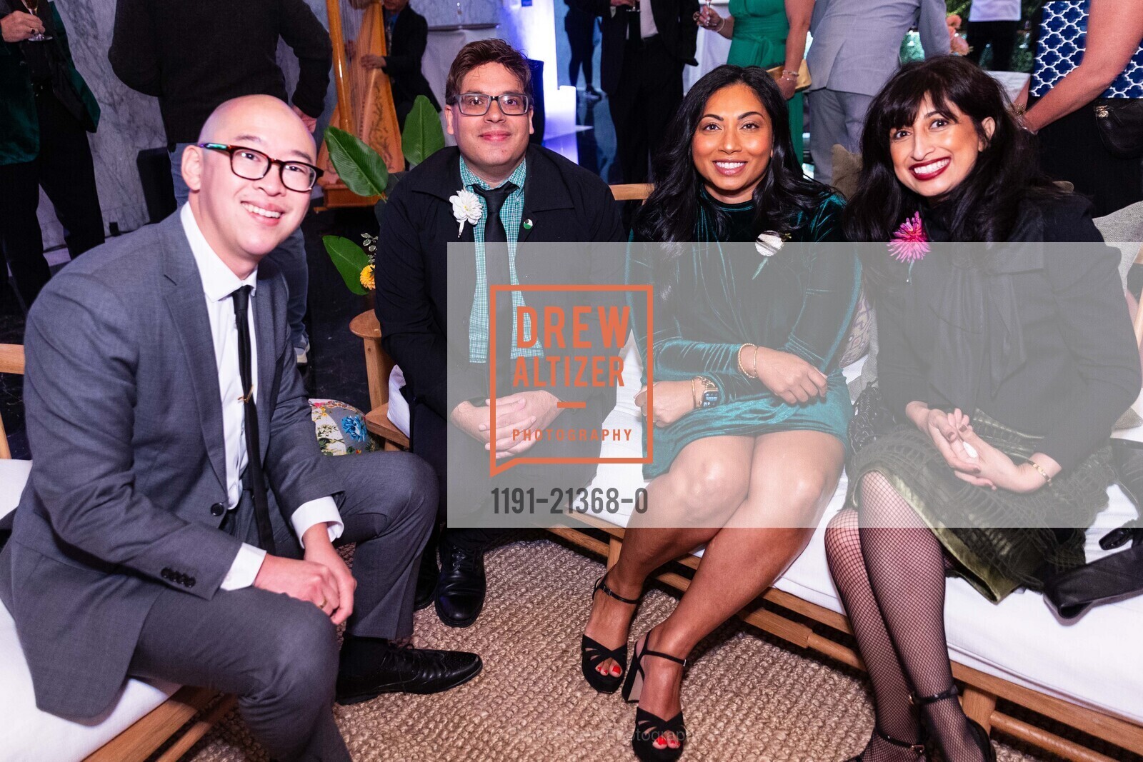 Jay Chang, Jonathan Rewers, Kanishka Chang, Melanie Sengupta, Party for The Parks 2023, The Conservatory at One Sansome @ One Sansome St, SF, CA 94104 US. The Conservatory at One Sansome @ One Sansome St, SF, CA 94104 US, September 23rd, 2023, Photo #1191-21368-0 Jay Chang, Jonathan Rewers, Kanishka Chang, Melanie Sengupta, Photo #1191-21368-0