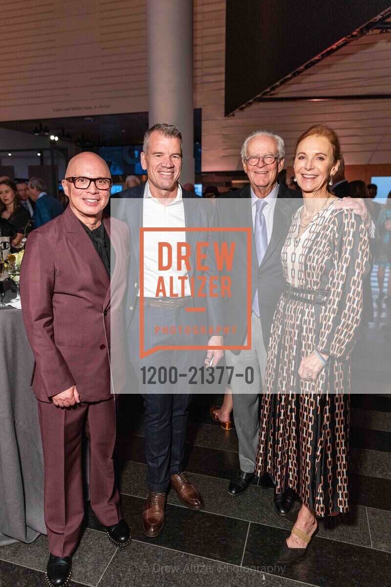 Stephen Rice, Gary Steele, Stephen Merrill, Katie Merrill, SFMOMA Director's Circle Dinner with artist Jaune Quick-to-See-Smith, San Francisco Museum of Modern Art. 151 3rd St, SF, CA 94103 US, Photo #1200-21377-0 Stephen Rice, Gary Steele, Stephen Merrill, Katie Merrill, Photo #1200-21377-0