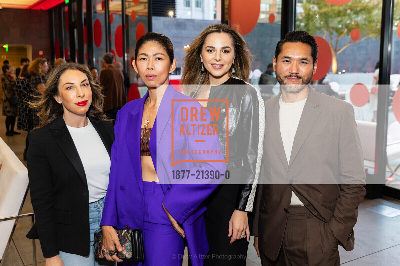 Cassidy Josephson, Rhea Eduarte, Emilia Kovavic, Ian Raz, Yayoi Kusama Opening Donor Reception, San Francisco Museum of Modern Art. 151 3rd St, SF, CA 94103 US, Photo #1877-21390-0 Cassidy Josephson, Rhea Eduarte, Emilia Kovavic, Ian Raz, Photo #1877-21390-0