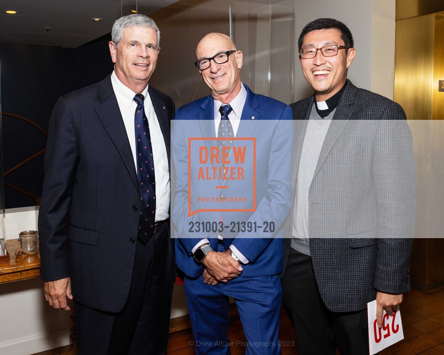 Bill Sheridan, Dan Field, Steve Kim, Order of Malta Clinic of Northern California hosts Champions Gala, St. Francis Yacht Club. 99 Yacht Rd, SF, CA 94123 US, October 3rd, 2023, Photo #231003-21391-20 Bill Sheridan, Dan Field, Steve Kim, Photo #231003-21391-20