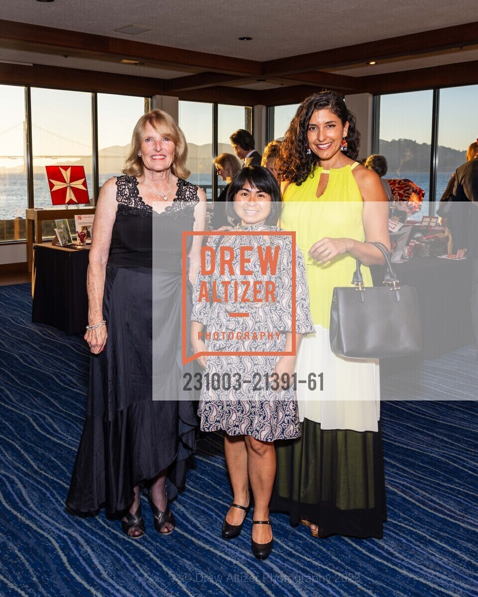 Sue Farley, Anh Thang DaoShah, Jamie Elmasu, Order of Malta Clinic of Northern California hosts Champions Gala, St. Francis Yacht Club. 99 Yacht Rd, SF, CA 94123 US, October 3rd, 2023, Photo #231003-21391-61 Sue Farley, Anh Thang DaoShah, Jamie Elmasu, Photo #231003-21391-61