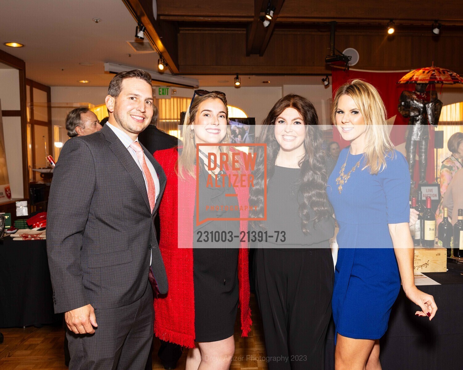 Eric Johnson, Lorna Baggott, Meagan Delahunty, Brianna Johnson, Order of Malta Clinic of Northern California hosts Champions Gala, St. Francis Yacht Club. 99 Yacht Rd, SF, CA 94123 US, October 3rd, 2023, Photo #231003-21391-73 Eric Johnson, Lorna Baggott, Meagan Delahunty, Brianna Johnson, Photo #231003-21391-73