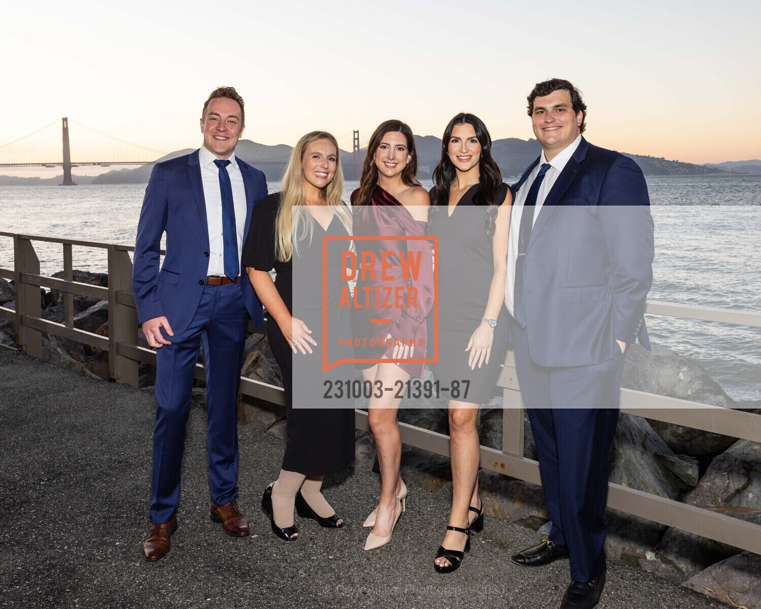 Michael Schreck, Claire Schreck, Sophia Seeno, Vita Searcrest, Dominic Seeno, Order of Malta Clinic of Northern California hosts Champions Gala, St. Francis Yacht Club. 99 Yacht Rd, SF, CA 94123 US, October 3rd, 2023, Photo #231003-21391-87 Michael Schreck, Claire Schreck, Sophia Seeno, Vita Searcrest, Dominic Seeno, Photo #231003-21391-87