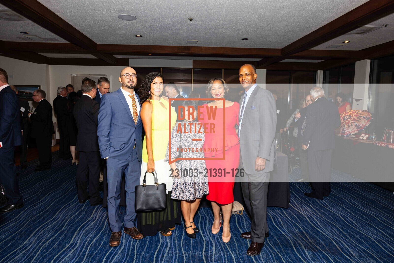 Tarik Kazaleh, Jamie Elmasu, Anh Thang DaoShah, Terri Porter, Tracy Porter, Order of Malta Clinic of Northern California hosts Champions Gala, St. Francis Yacht Club. 99 Yacht Rd, SF, CA 94123 US, October 3rd, 2023, Photo #231003-21391-126 Tarik Kazaleh, Jamie Elmasu, Anh Thang DaoShah, Terri Porter, Tracy Porter, Photo #231003-21391-126