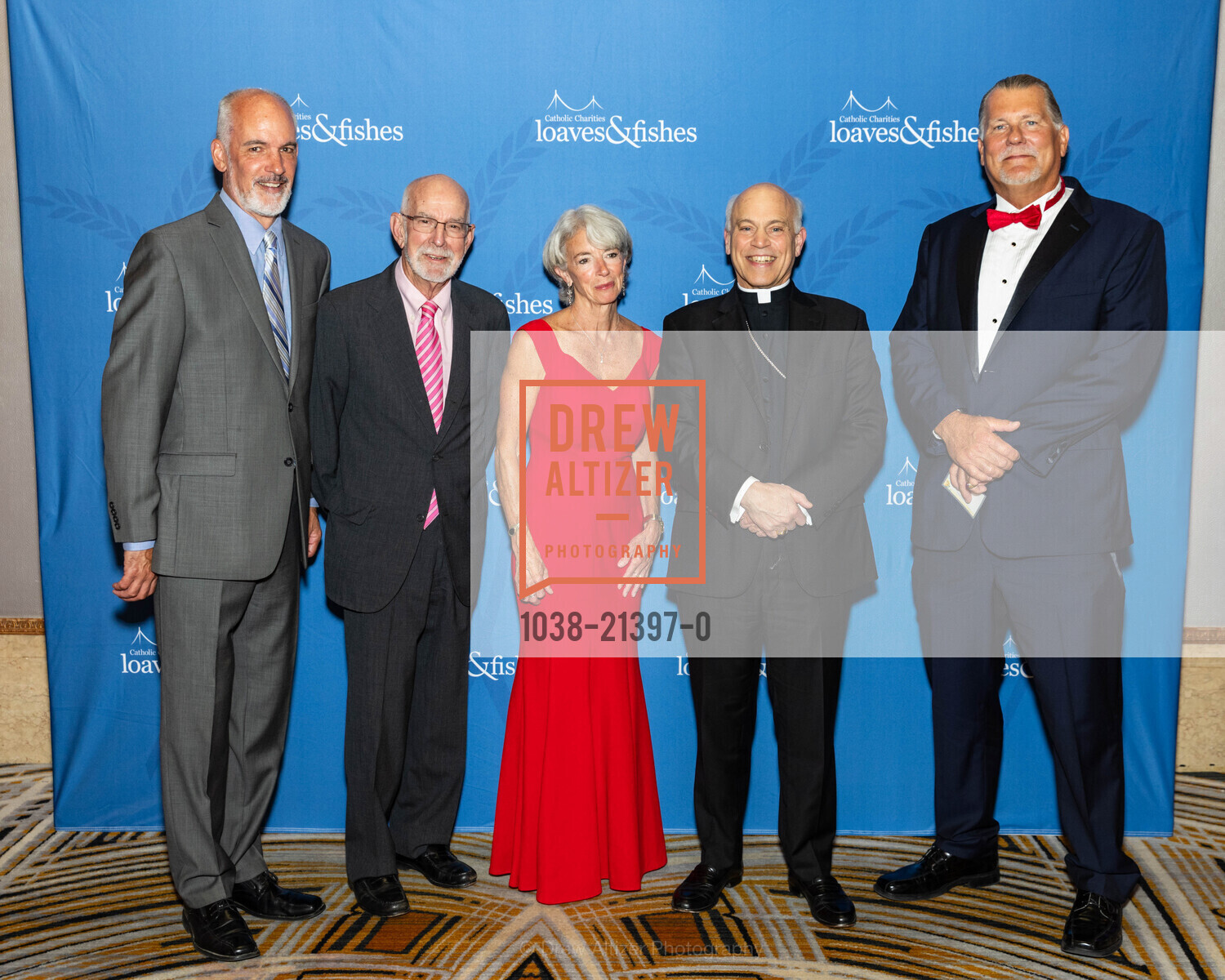 Jimmy Ligos, Nick Andrade, Sue Albritton Robbins, Salvatore Cordileone, Mike Thoresen, Catholic Charities Loaves and Fishes, The Westin St. Francis San Francisco. 335 Powell St, SF, CA 94102, Photo #1038-21397-0 Jimmy Ligos, Nick Andrade, Sue Albritton Robbins, Salvatore Cordileone, Mike Thoresen, Photo #1038-21397-0