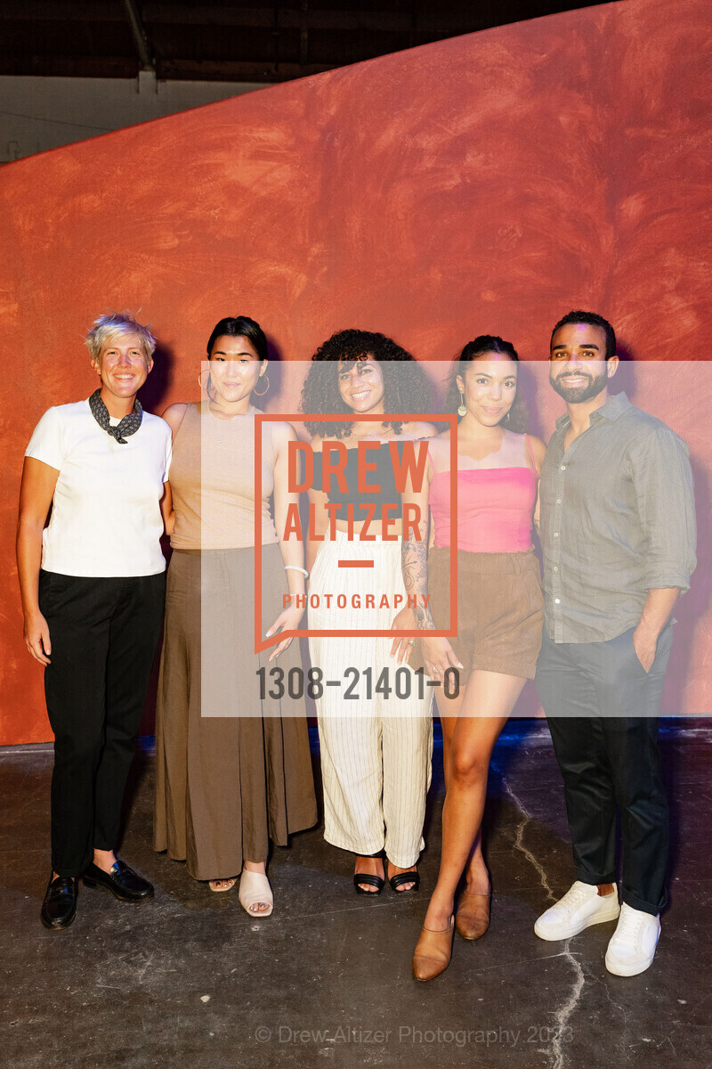 Taylor Jacovich, Cecilia Chia, Emily Cunningham, Taylor Smalls, Clayton Davis, Adrian Burrell: Venus Blues VIP Exhibition at Minnesota St. Project, Minnesota Street Project Foundation Exhibition Warehouse. 1201 Minnesota St, SF, CA 94107 US, October 5th, 2023, Photo #1308-21401-0 Taylor Jacovich, Cecilia Chia, Emily Cunningham, Taylor Smalls, Clayton Davis, Photo #1308-21401-0