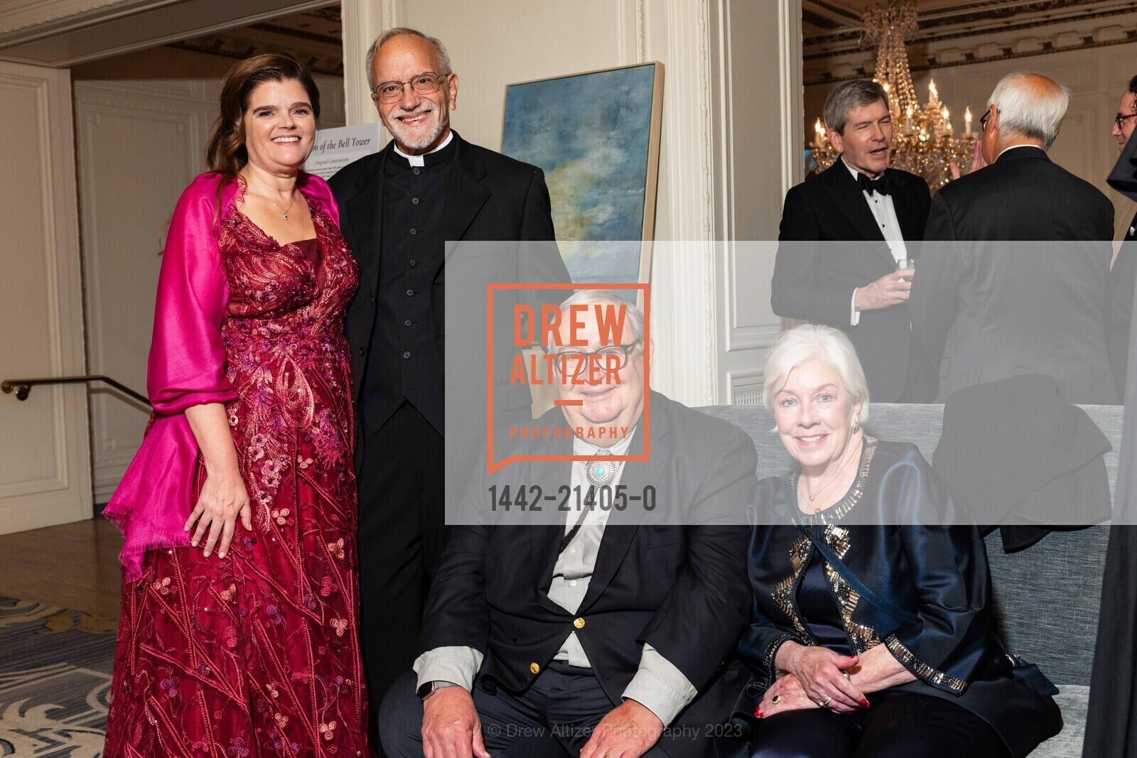 Kathleen Folan, Xavier Lavagetto, Ted Hall, Patty O'Brien, St. Dominic's 150th Anniversary Jubilee Gala, Palace Hotel. New Montgomery St, SF, CA 94105 US, October 7th, 2023, Photo #1442-21405-0 Kathleen Folan, Xavier Lavagetto, Ted Hall, Patty O'Brien, Photo #1442-21405-0