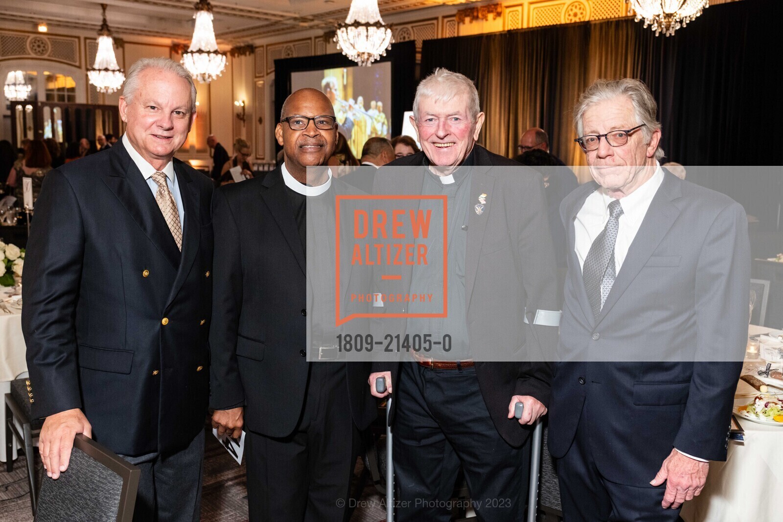 Dan O'Hara, Michael Healy, Chuck McNeil, Richard Corriea, St. Dominic's 150th Anniversary Jubilee Gala, Palace Hotel. New Montgomery St, SF, CA 94105 US, October 7th, 2023, Photo #1809-21405-0 Dan O'Hara, Michael Healy, Chuck McNeil, Richard Corriea, Photo #1809-21405-0