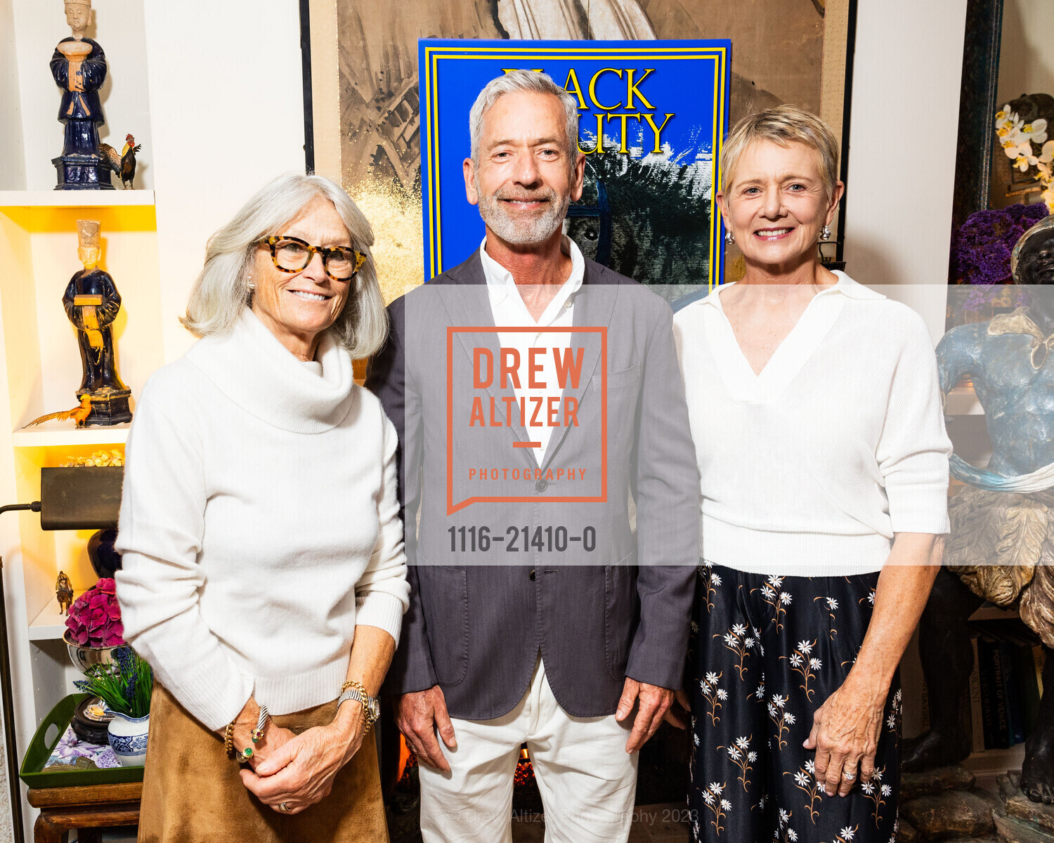 Nena Art, James Campbell, Deborah Wilton, Gretchen Kimball and Connie Wiley "Black Beauty" Book Party, Private Residence, October 10th, 2023, Photo #1116-21410-0 Nena Art, James Campbell, Deborah Wilton, Photo #1116-21410-0