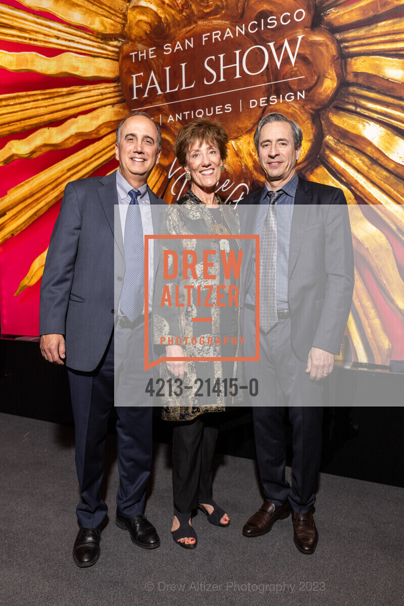 Daniel Rozansky, Karen McClintock, Michael Zaninovich, The San Francisco Fall Show Opening Night Gala, Festival Pavilion. 38 Fort Mason, SF, CA 94123 US, October 11th, 2023, Photo #4213-21415-0 Daniel Rozansky, Karen McClintock, Michael Zaninovich, Photo #4213-21415-0