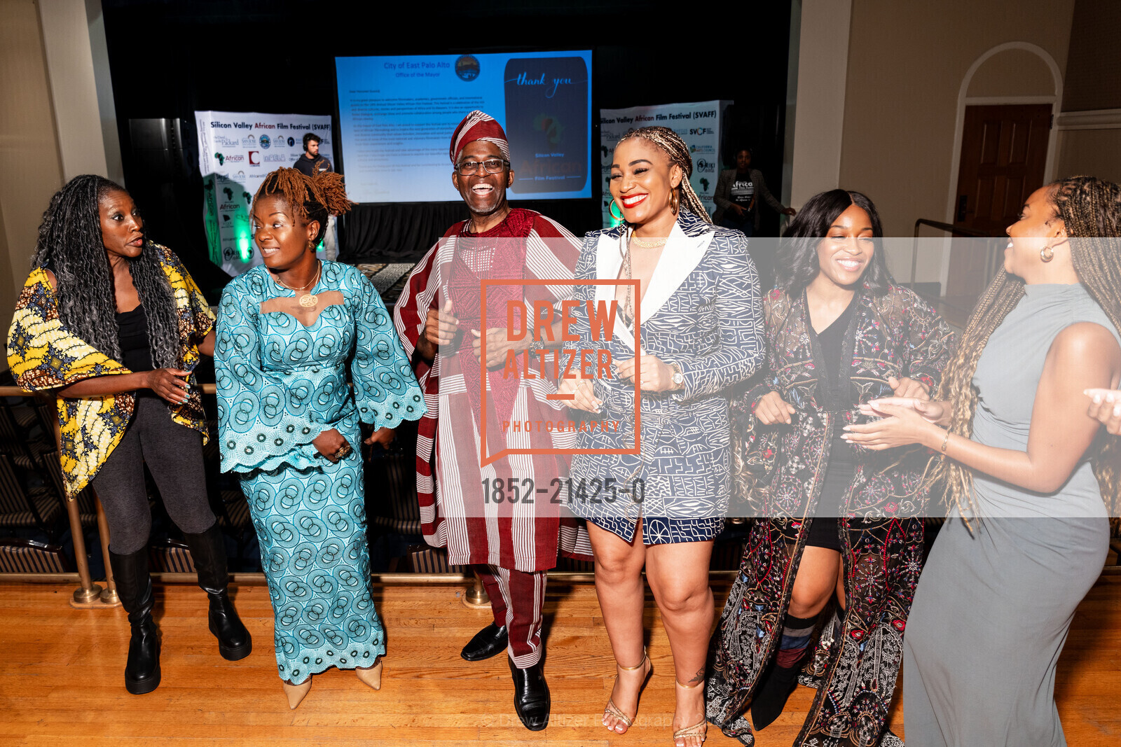 Chike Nwoffiah, Stephanie Tum, Nia Miranda, Maia Modeste, Opening Night for Silicon Valley African Film Festival, Historic Hoover Theatre. 1635 Park Ave, San Jose, CA 95126 US, October 13th, 2023, Photo #1852-21425-0 Chike Nwoffiah, Stephanie Tum, Nia Miranda, Maia Modeste, Photo #1852-21425-0