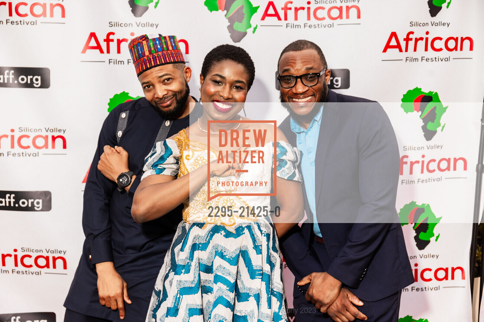 Omatta Udalor, Regina Udalor, Bolaji Tijani-Qudus, Opening Night for Silicon Valley African Film Festival, Historic Hoover Theatre. 1635 Park Ave, San Jose, CA 95126 US, October 13th, 2023, Photo #2295-21425-0 Omatta Udalor, Regina Udalor, Bolaji Tijani-Qudus, Photo #2295-21425-0